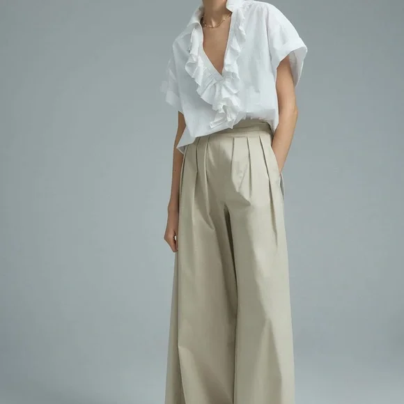 Anthropologie Pilcro Short-Sleeved Ruffle Blouse - Picture 1 of 8